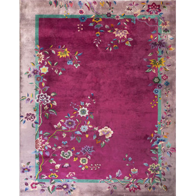 Purple Color Antique Room Size Floral Chinese Art Deco Carpet