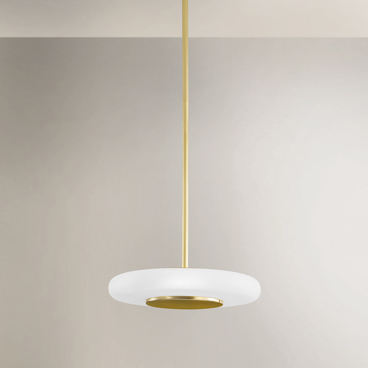 Blyford Dimmable Pendant, Aged Brass, 7.25" H x 15.5" W x 15.5" D