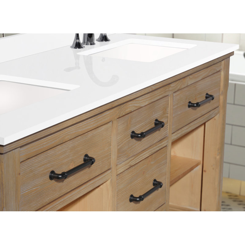 Lauren 60'' Weathered Fir Double Bathroom Vanity with White Stone Top