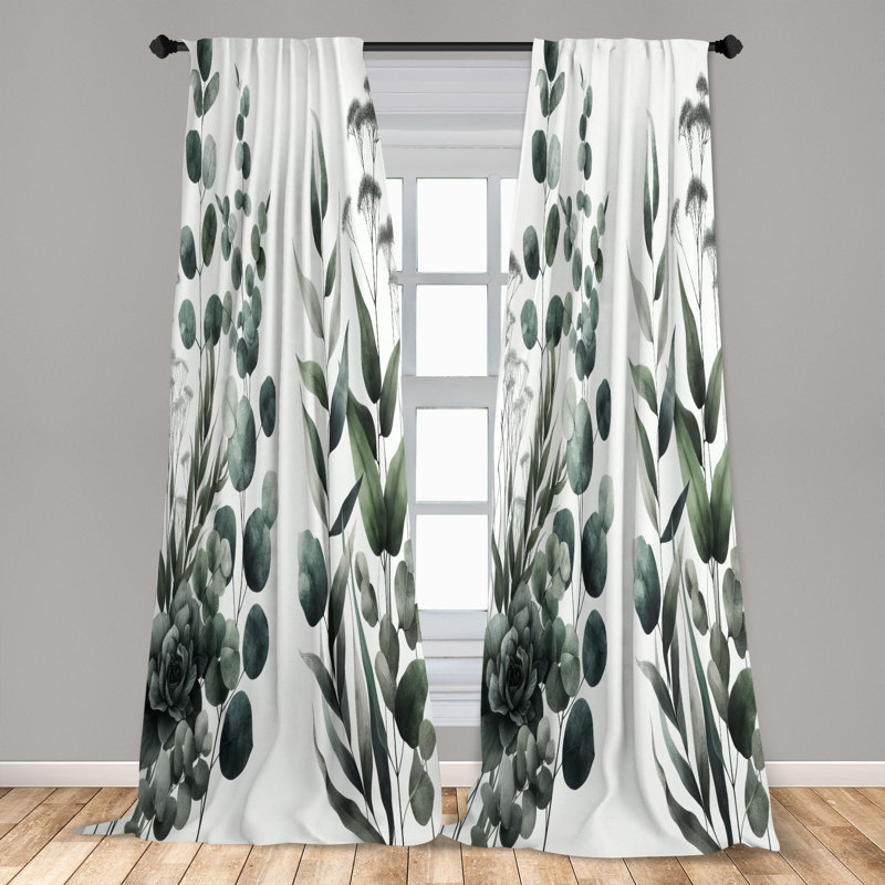 Ensemble de 2 rideaux vert foncé Ambesonne, L 56 po x L 95 po