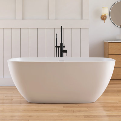 Forma 59'' Freestanding Bathtub Solid Surface Freestanding Soaking Tub