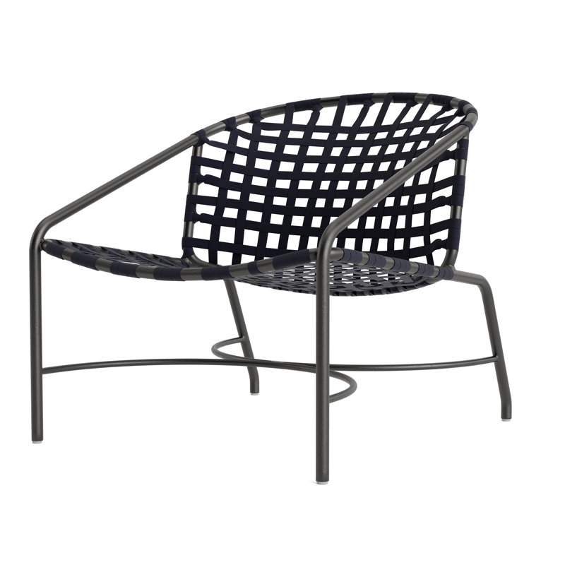 Kantan Outdoor Lounge Chair, Textured Pewter/Marine Suncloth Lace