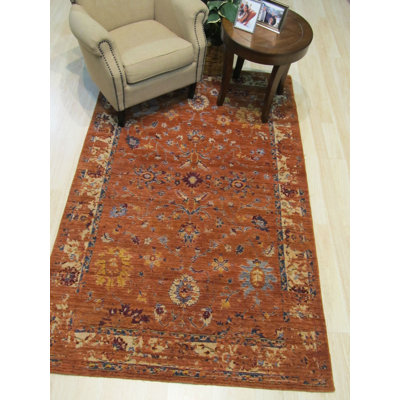 Tollette Oriental Wool Orange/Beige Area Rug