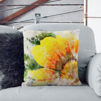 Bright Yellow Flower Square Throw Cushion