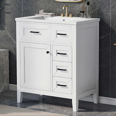 Meuble-lavabo simple 30 po avec comptoir en céramique Sierre