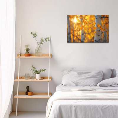 Abisali automne feuilles dorées, peinture pour salon, décoration murale, forêt de bouleaux, affiche d'art sur toile pour la chambre à coucher, décoration de bureau prête à être suspendue, 18 po x 24 po