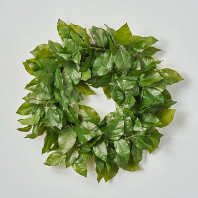 Real Touch Salal Leaf UV Treated Faux Everyday Spring Summer Front Door Greenery Wreath - 24"