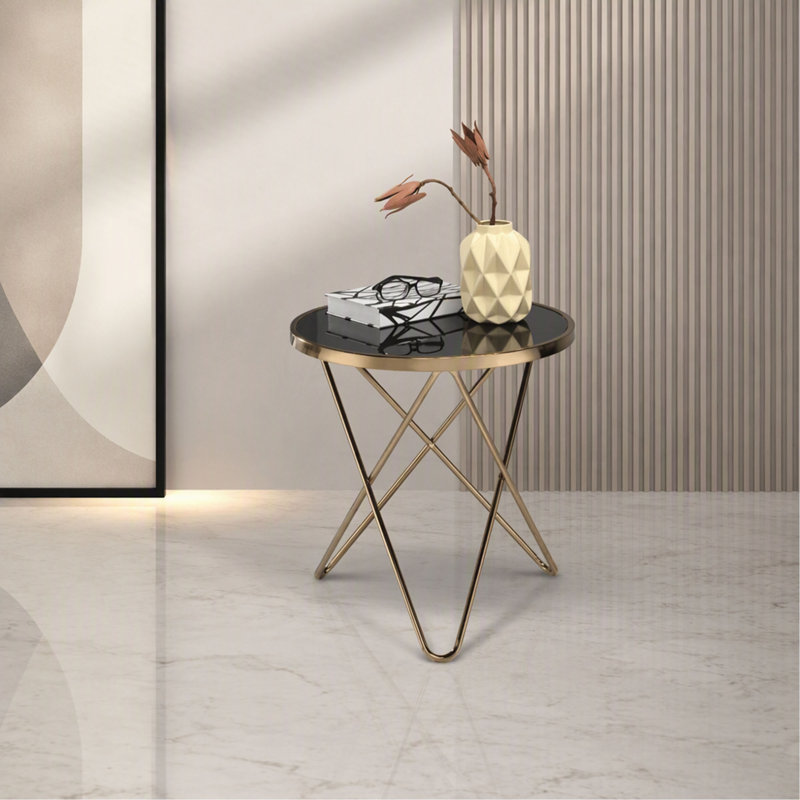 Table d'appoint Celina avec plateau en verre