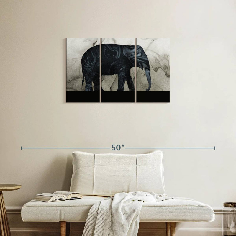 Silhouette abstraite d'éléphant, H 20 po x l 33 po