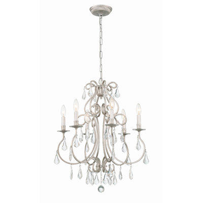 Lustre traditionnel à 6 lumières de style bougie avec détails en cristal Archivaldo
