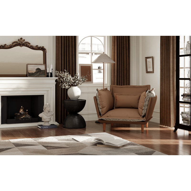 Fauteuil moderne surdimensionné en chenille, Chenille brun