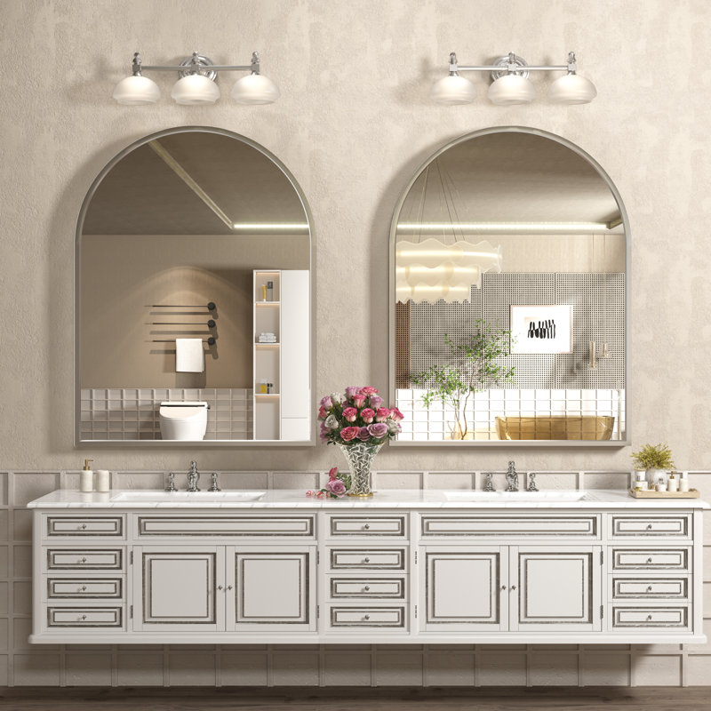 Amara Tempered Glass and Aluminum Alloy Framed French Cleat Mounted Wall Mirror with 5-Year Warranty, 42" x 32"