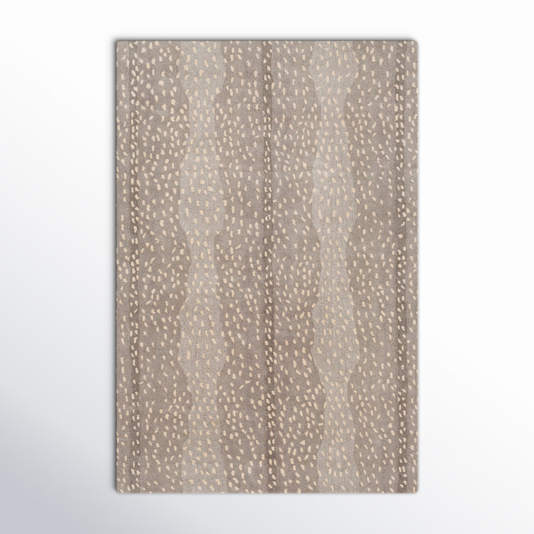 Rimma Animal Print Handmade Tufted Wool Light Gray/Taupe Area Rug