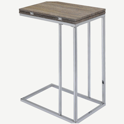 Weathered Oak and Chrome Side Table