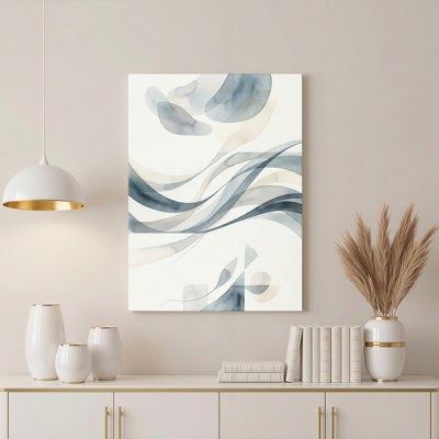 «Abstract Watercolor Waves», ensemble de 1 reproduction d'art sur toile tendue
