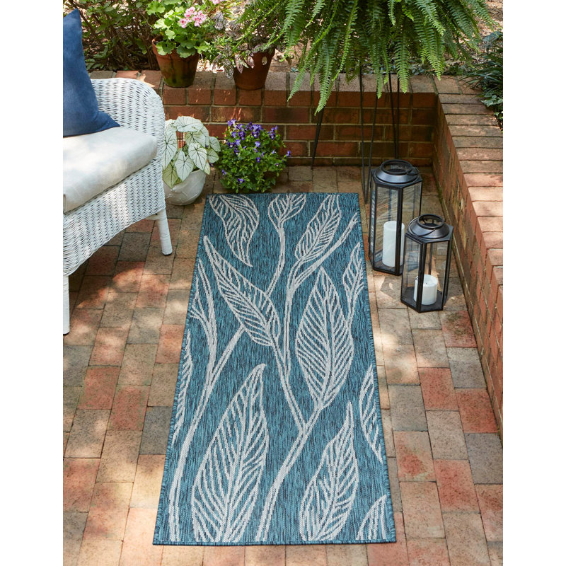 Tapis bleu sarcelle Yvelines, Tapis de couloir 2 pi x 6 pi 1 po