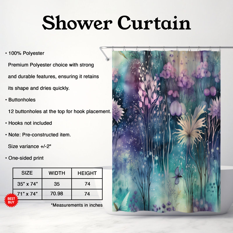 Rideau de douche Woodland Splendor - Premium, H 74 po x l 71 po