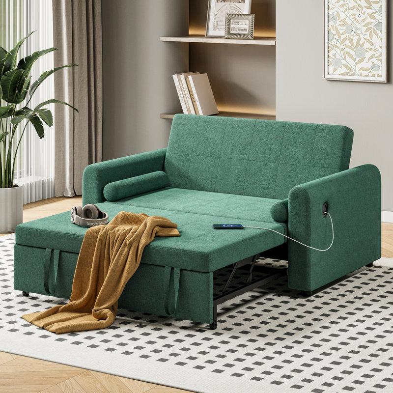 2 Seater Sofa Bed, Green