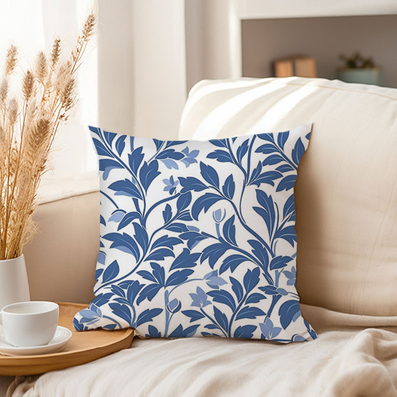 Botanical Blue Leaves Pattern I, 20"H x 20"W