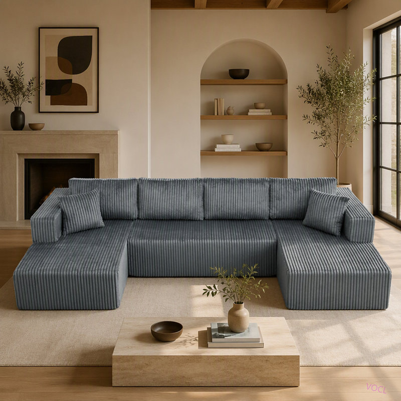 Canapé modulaire en forme de U de 132 po, canapé-lit Comfy Cloud