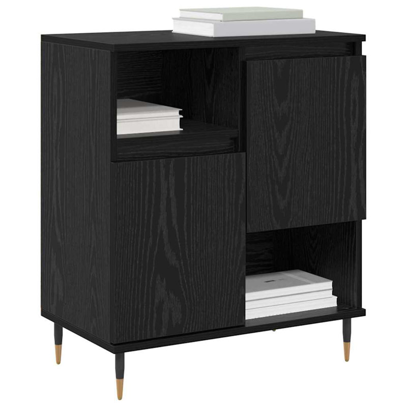 Sideboard Modern Storage Cabinet Home Furniture Rectangular Wooden, Black Oak