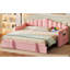 Lit de jour simple rembourré rose avec lit gigogne escamotable de hauteur réglable, fonction de charge et rangement latéral pour télécommandes en velours doux, lit gigogne et type C