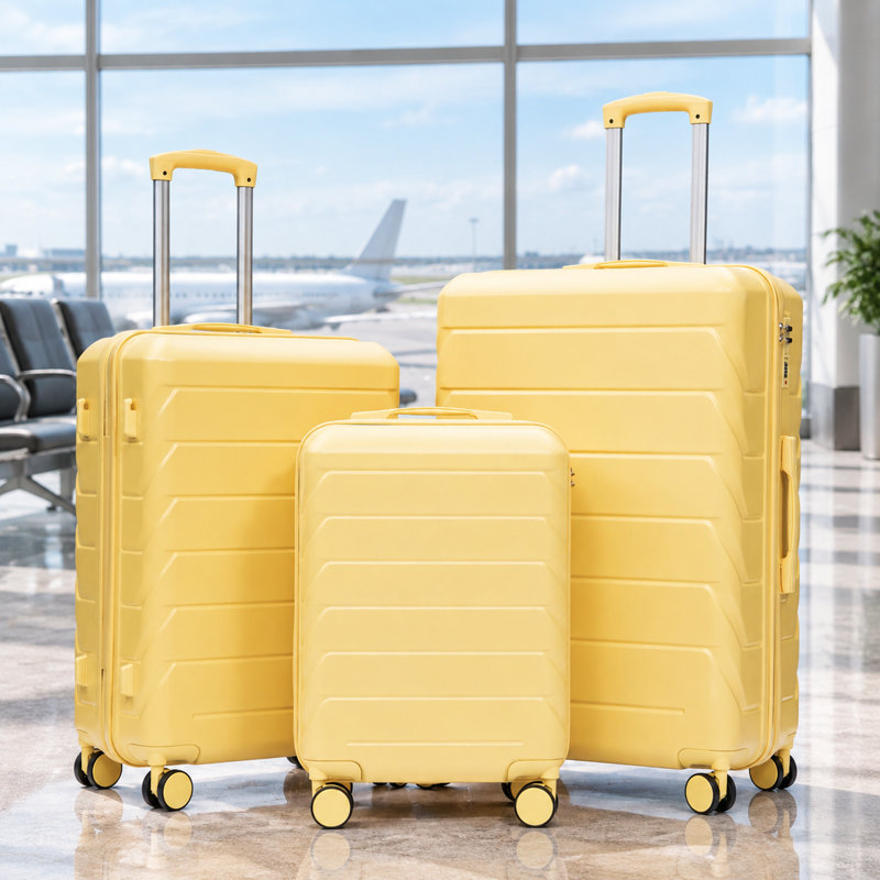3-Piece Hardshell Luggage Set With Spinner Wheels And Combination Lock