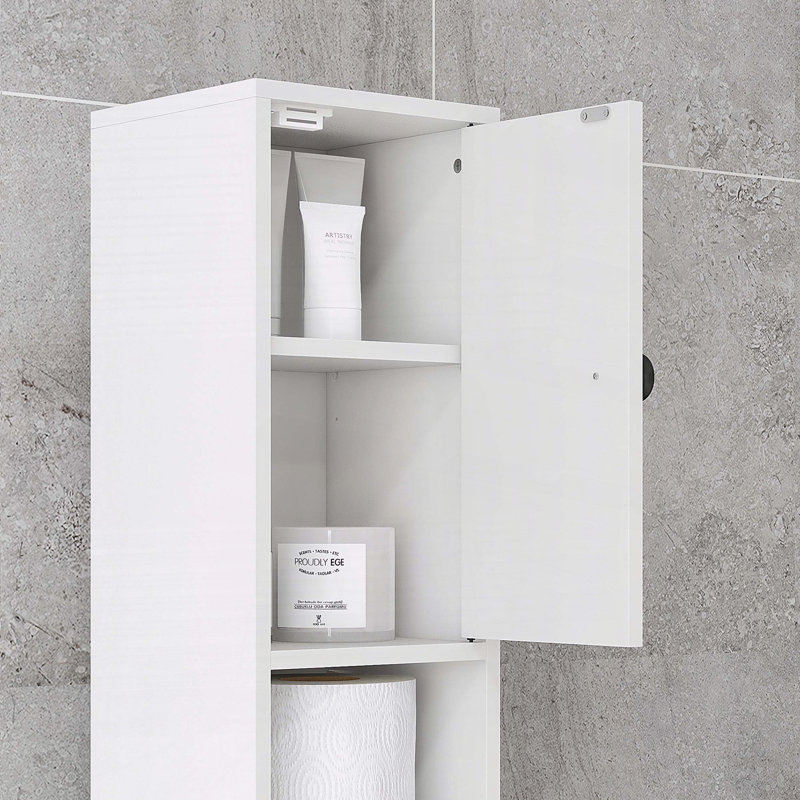Armoire de rangement haute avec tablettes ouvertes