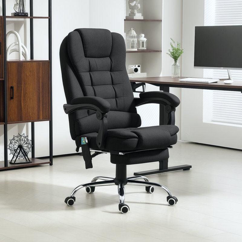 Barkett Upholstered Executive Chair with Massage Feature, Microfiber / Microsuede, Black