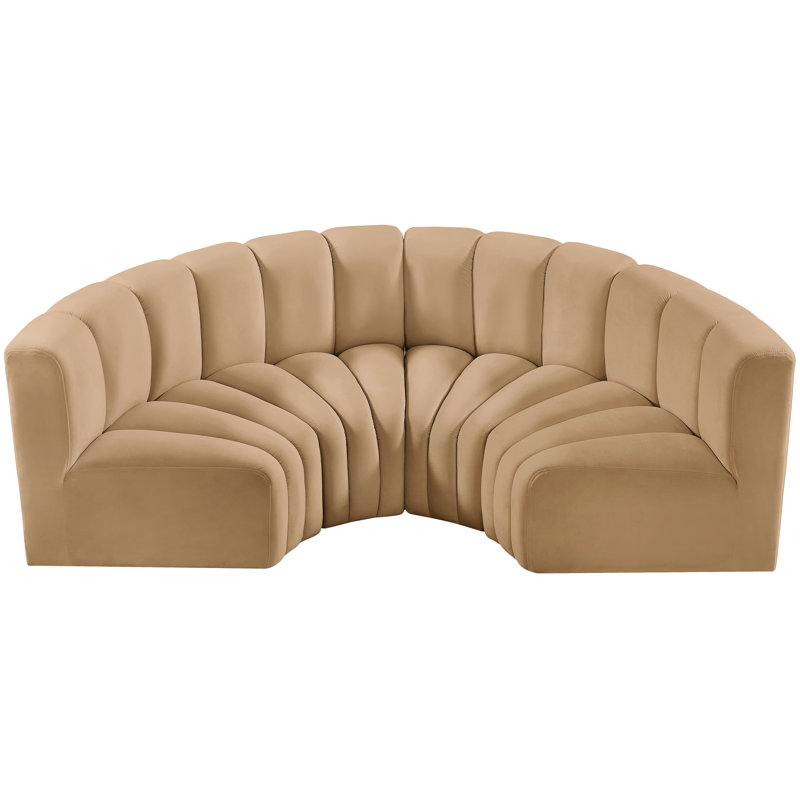 Hiten Upholstered Curved Sectional Reversible, Camel Velvet