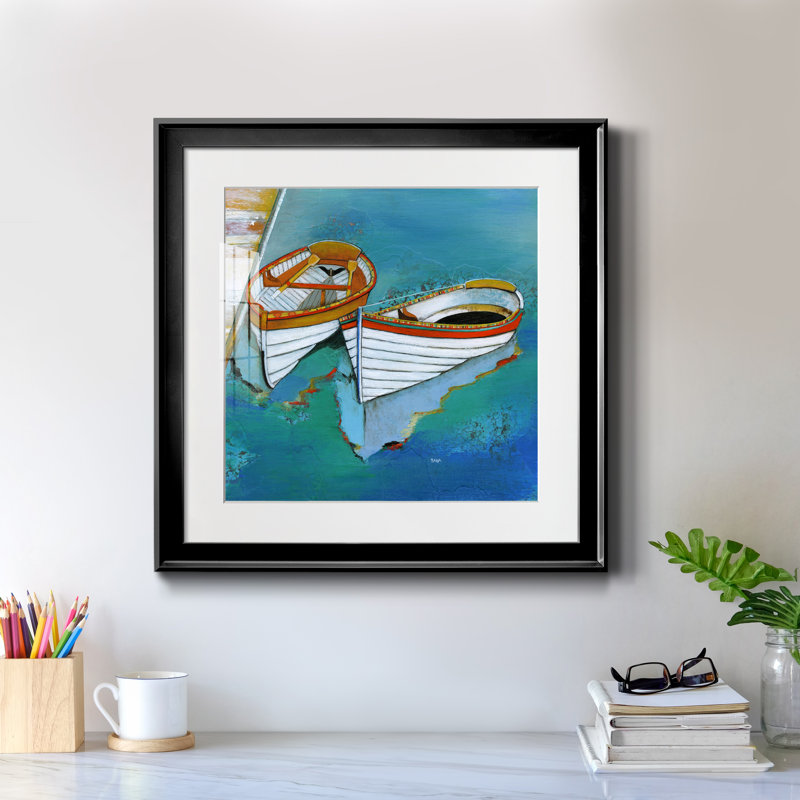 «Row bateau Reflection» par J Paul, reproduction d'art sur papier encadrée, H 26,5 po x l 26,5 po x P 1,5 po