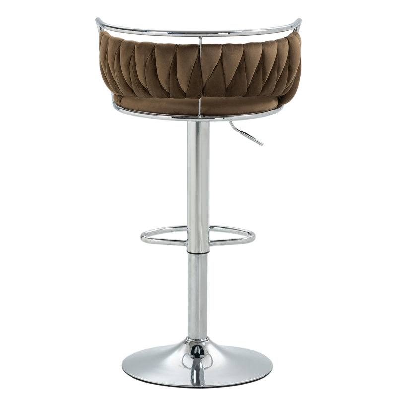 Christal Height Adjustable Swivel Bar Stool, Coffee, Silver
