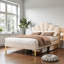 Aarna Velvet Upholstered Bed-372925953-372925967
