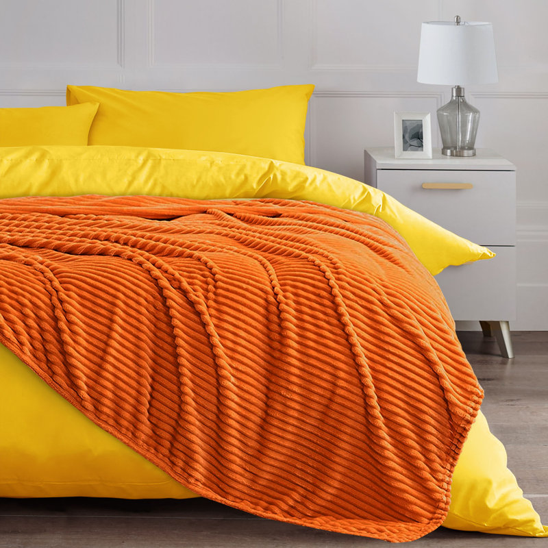 Allia Thermal Modern Printed Cord Throw Blanket, W127 x L152cm, Orange