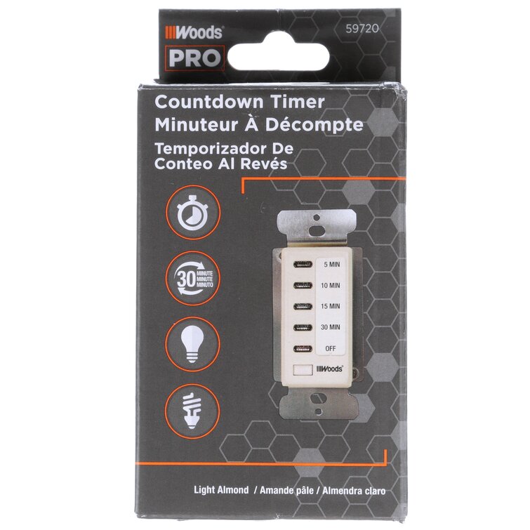 Bathroom Fan Auto Shut Off 5-10-15-30 Minute Outlet - Countdown