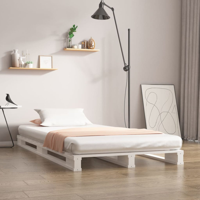 Pallet Bed Solid Wood, white, Small Single (2'6)