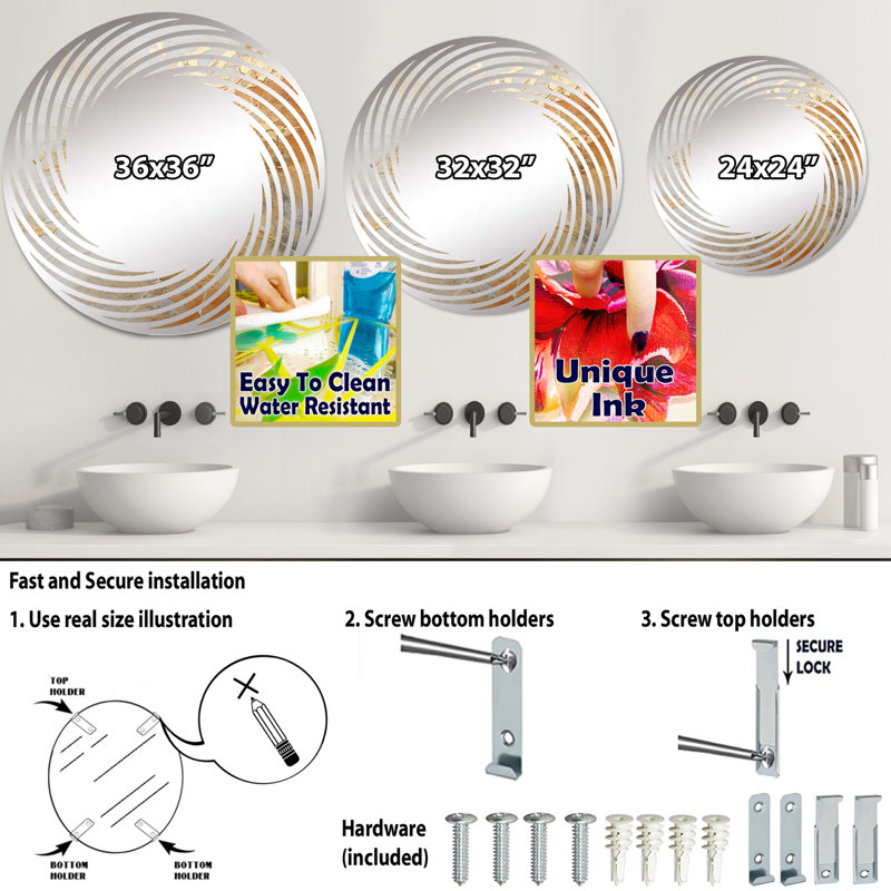 Miroir mural Spiral, 31,4 po x 31,4 po