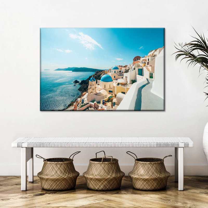 Oia Santorini Grèce, reproduction sur toile, H 24 po x l 36 po x P 1,25 po