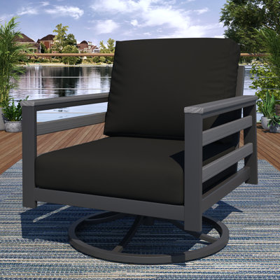Chaise berçante d'extérieur en métal avec coussin Sunbrella Townsend