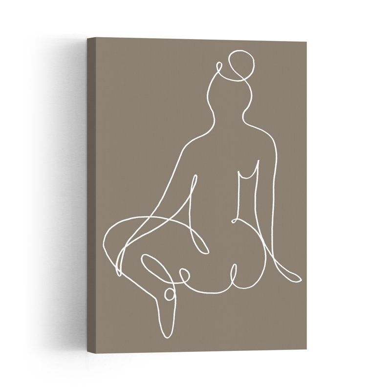 Serene Line Drawing Abstract Contemporary Delicate Wall Art Print 1 Piece Wrapped Canvas Wall Art, 60.96cm H x 40.64cm W