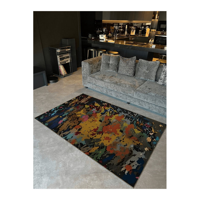 Tapis décoratif multicolore à motif abstrait et créatif, Rectangle 3 pi 3 po x 4 pi 11 po