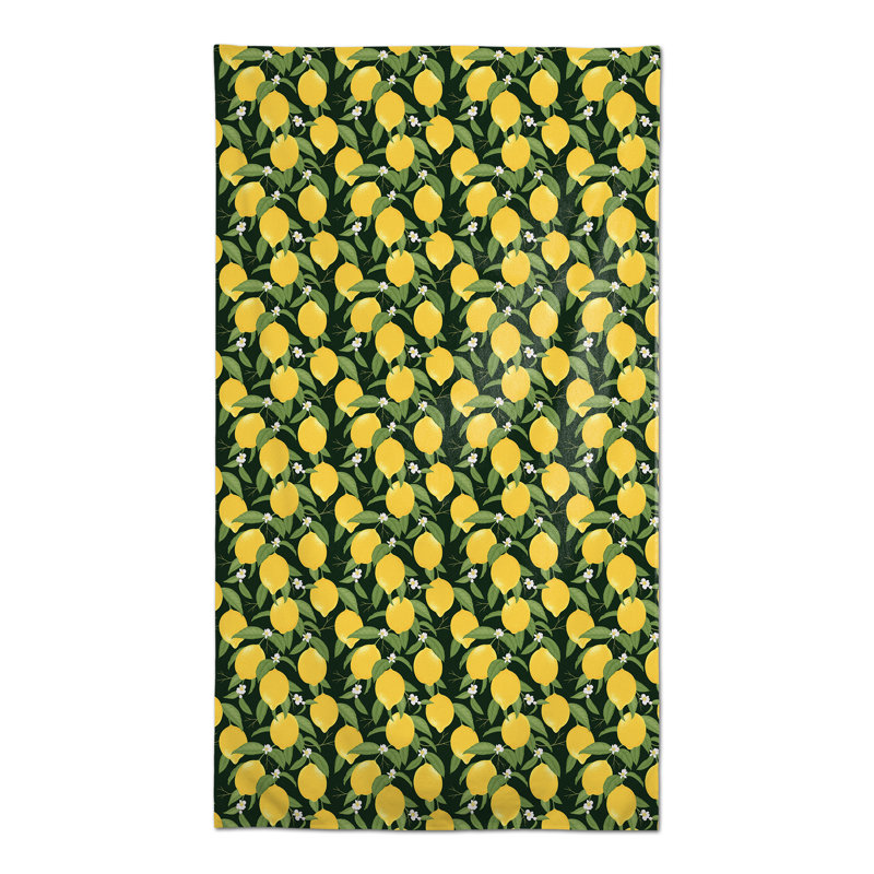 Nappe blanche à motif citron 3, Vert