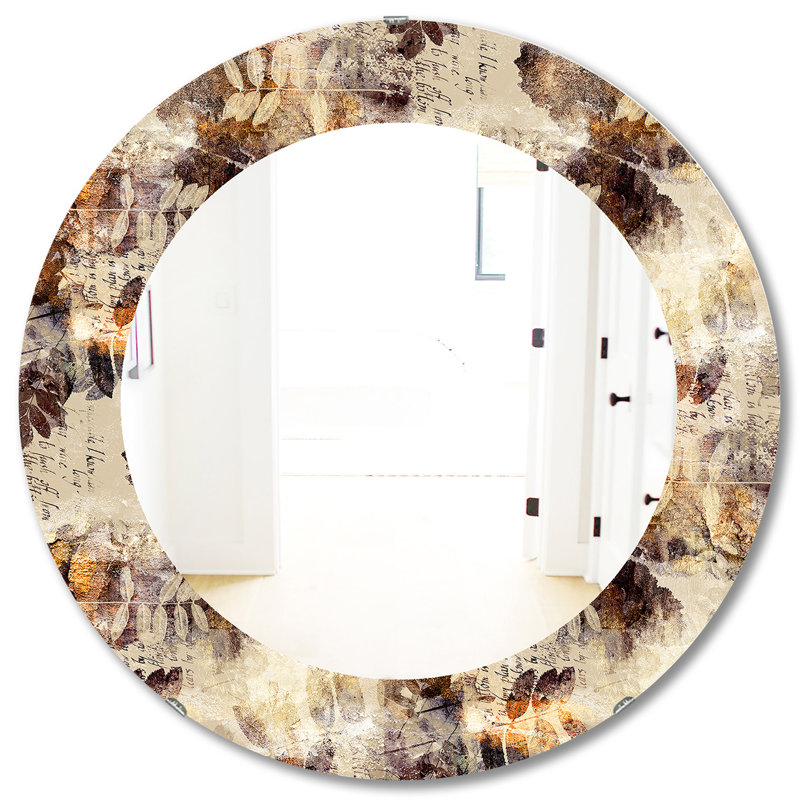 Miroir décoratif, H 31,5 po x l 31,5 po, Feuilles et taches