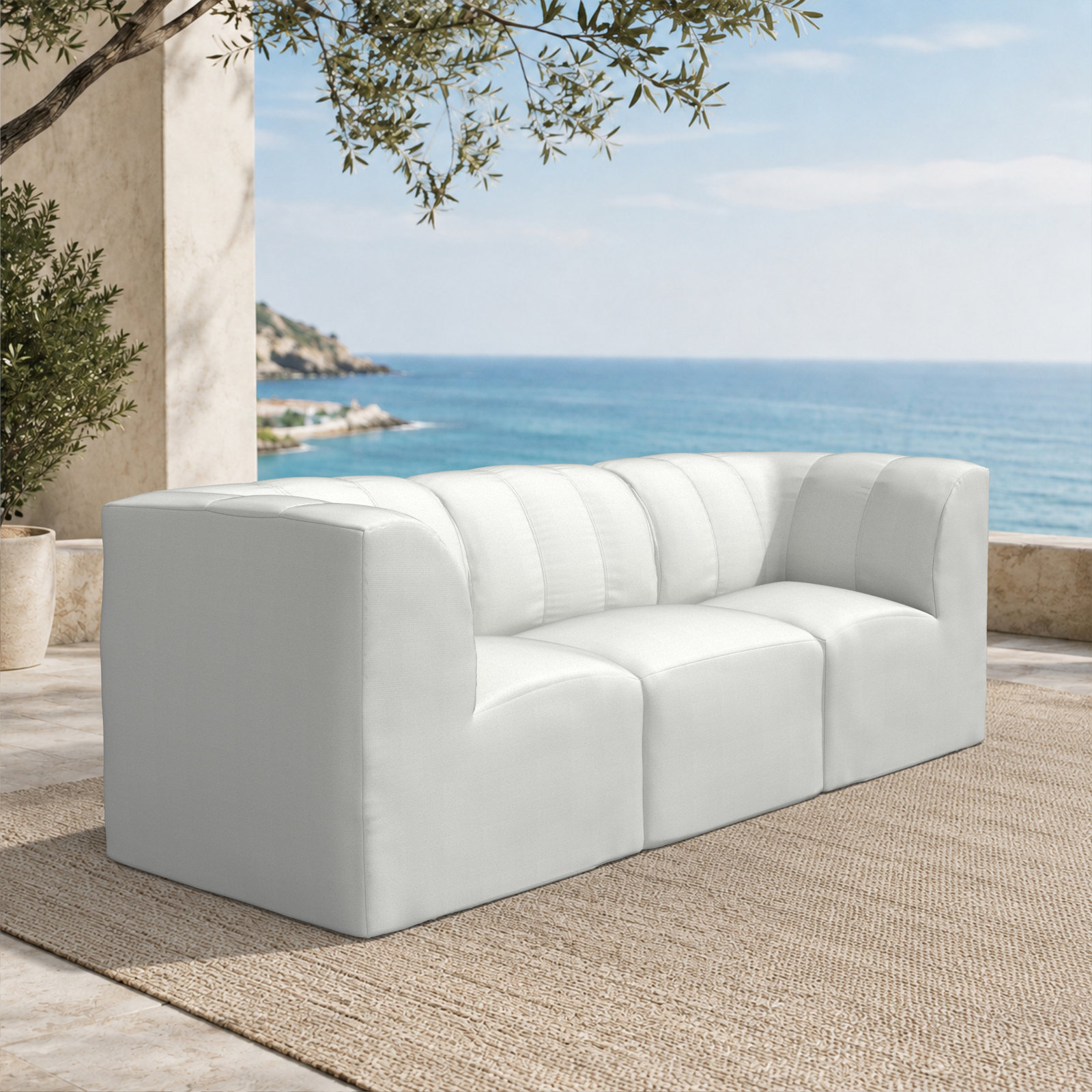 Praia 3-Person Sunbrella® Patio Seating Group, Canvas White Sunbrella® Canvas