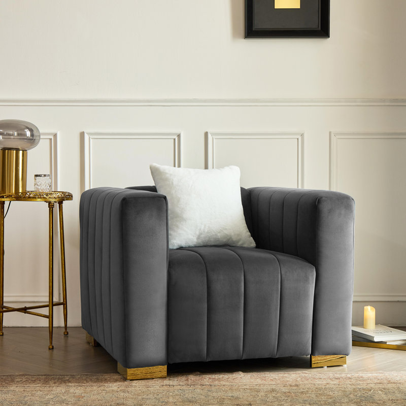 Fauteuil d'appoint 35,4 po, Doré, Gris