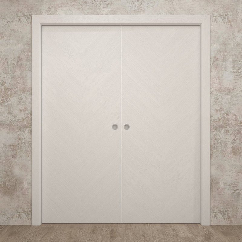 Portes coulissantes françaises à double poche | Ego 5005 | Ensemble de quincaillerie de rail | Portes intérieures modernes en bois massif pour chambre à coucher