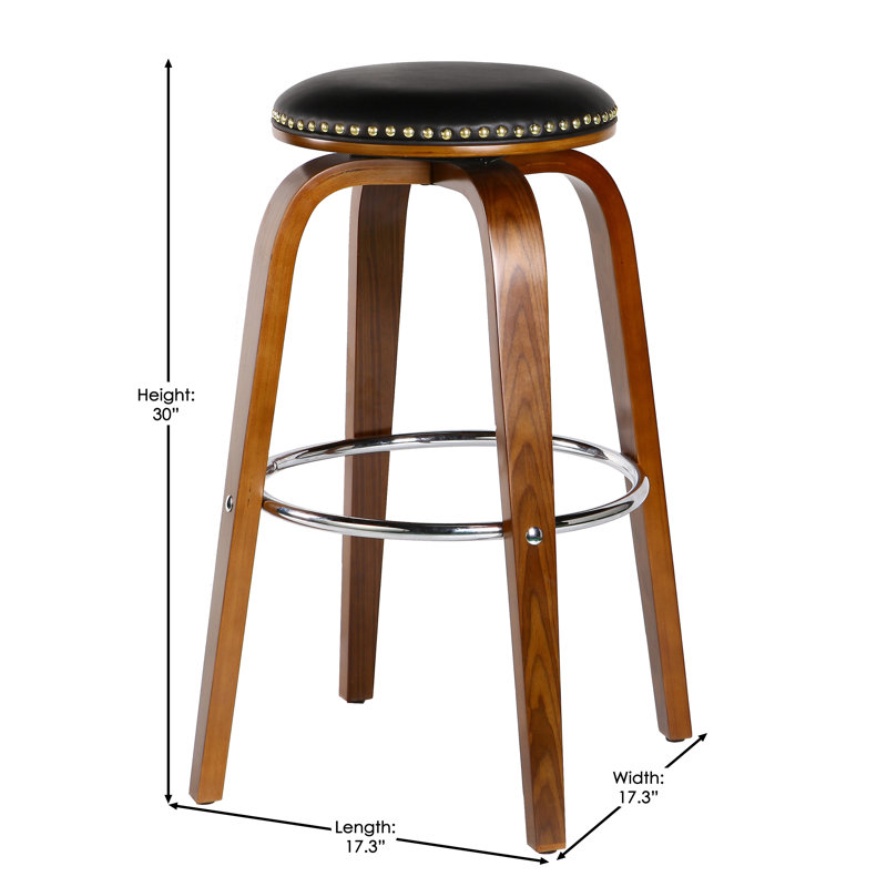 Tabouret de bar rotatif 30 po Kimberly, Polyuréthane - noir