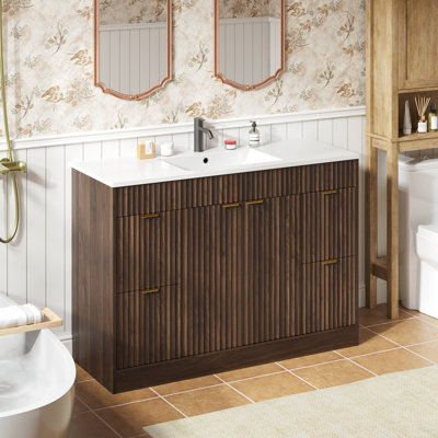 Adonia Modern 48'' Single Bathroom Vanity With Sink Top, Wood Bathroom Cabinet With Drawers