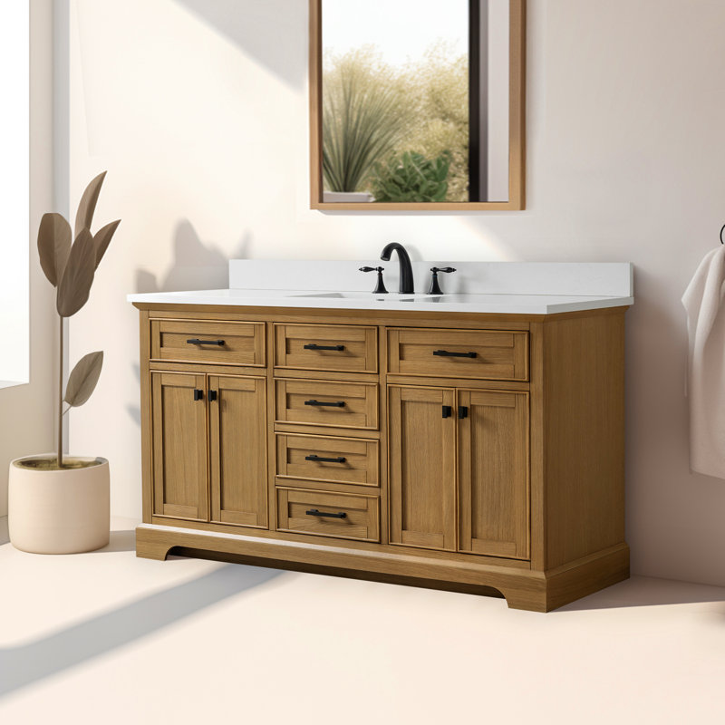 Ensemble de meuble-lavabo simple 60 po Arruda, Chêne