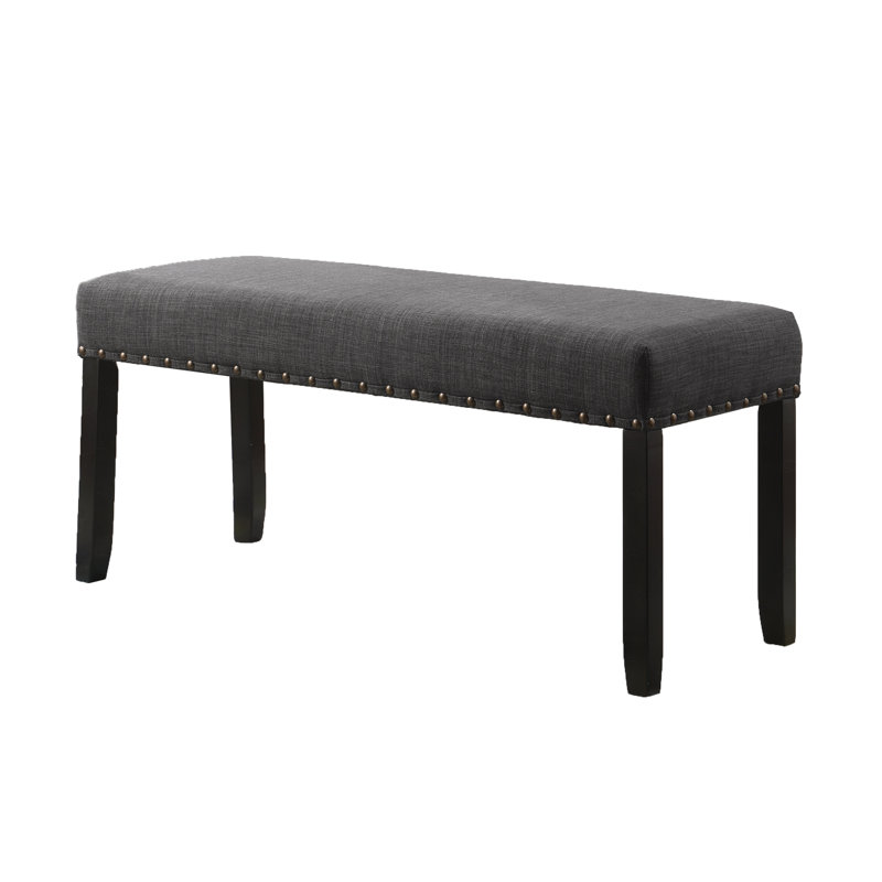 Fabric Dining Bench with Nailhead Trim, Gray